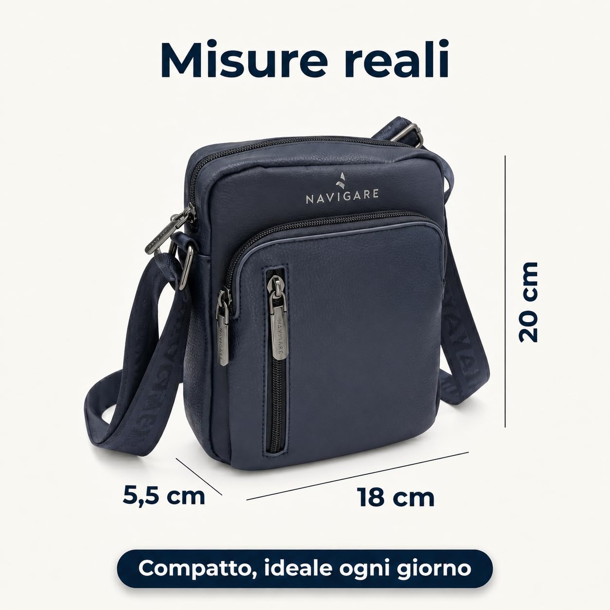 Navigare BORSELLO UOMO TRACOLLA – Borsello Uomo in Ecopelle con Tracolla Regolabile, 2 Tasche con Zip e Scomparti Interni, Stile Elegante e Casual per Lavoro, Viaggio e Tempo Libero