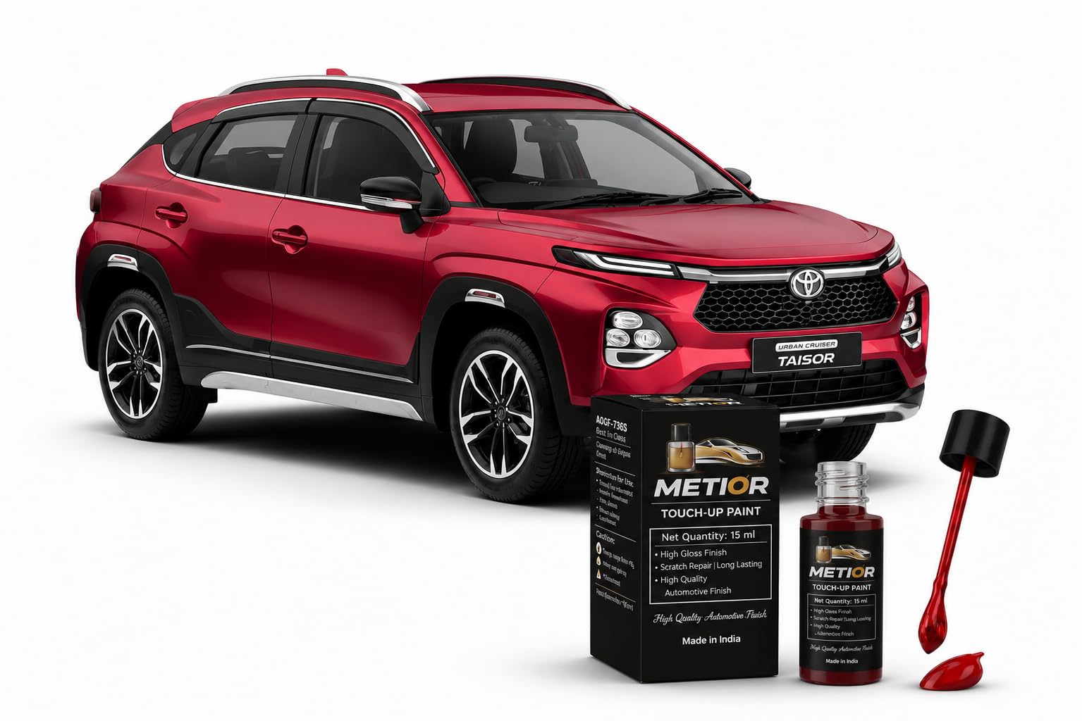 TOYOTA URBAN CRUISER TAISOR Sportin Red [ZZH] Touch Up Paint | Factory Color Matched 2K Finish | 2-in-1 Car Scratch Remover Pen | Repair Kit for Scratches, Chips, Nicks & Minor Surface Damage | 12ml | Sportin Red (ZZH)-image-36