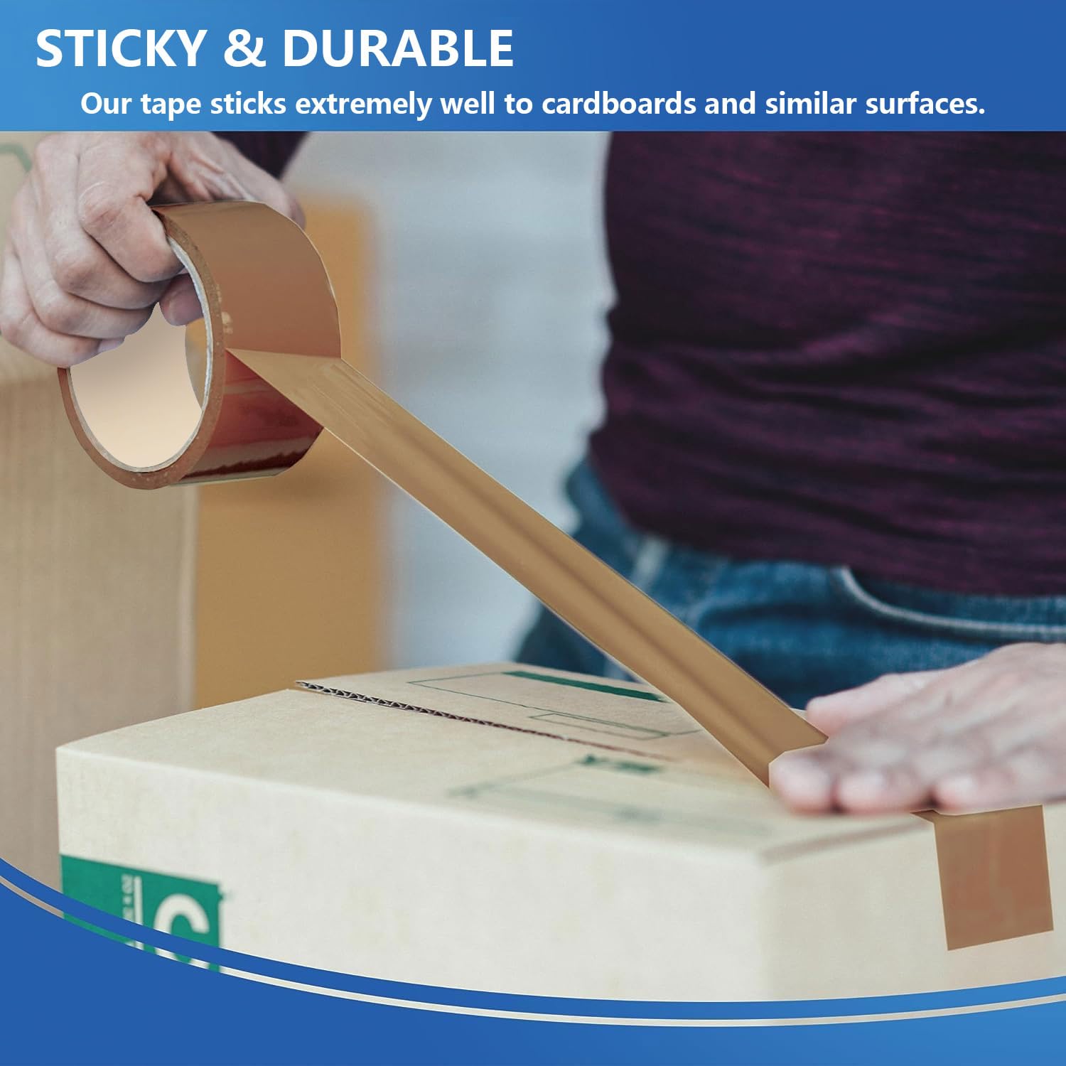 Heavy Duty Packing Tape 12 Rolls, Each 3in x 110Y Strong Adhesive, Tear-Resistant Brown Packaging Tape for Packaging, Shipping, Moving, Sealing