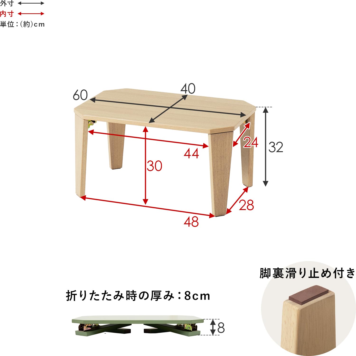 Amazon.co.jp: ローテーブル 折りたたみ 長方形 幅60 小さい 【 こども