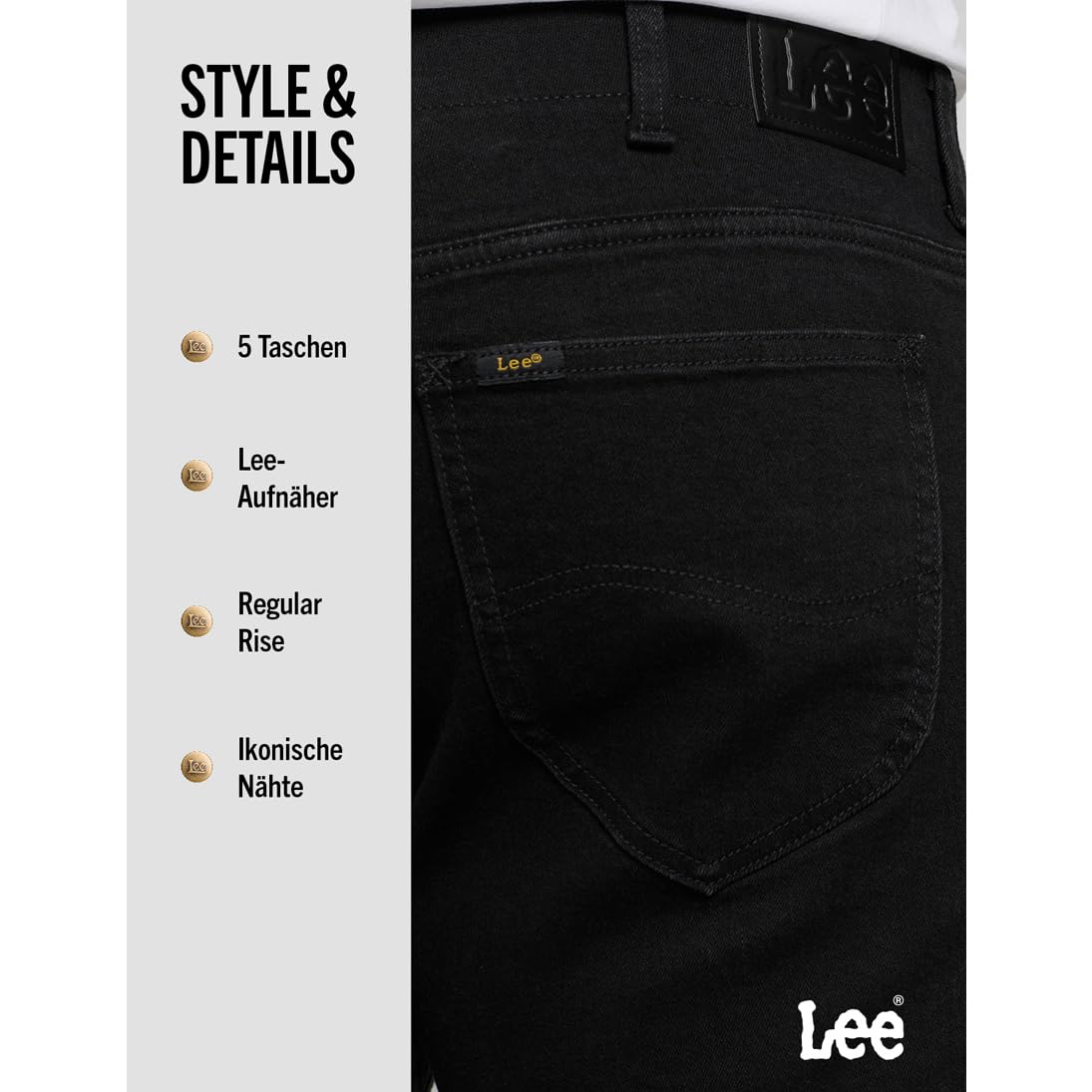 Lee - Jeans Herren - Regular Straight Fit - Extreme Motion - Schwarz – Bild 6