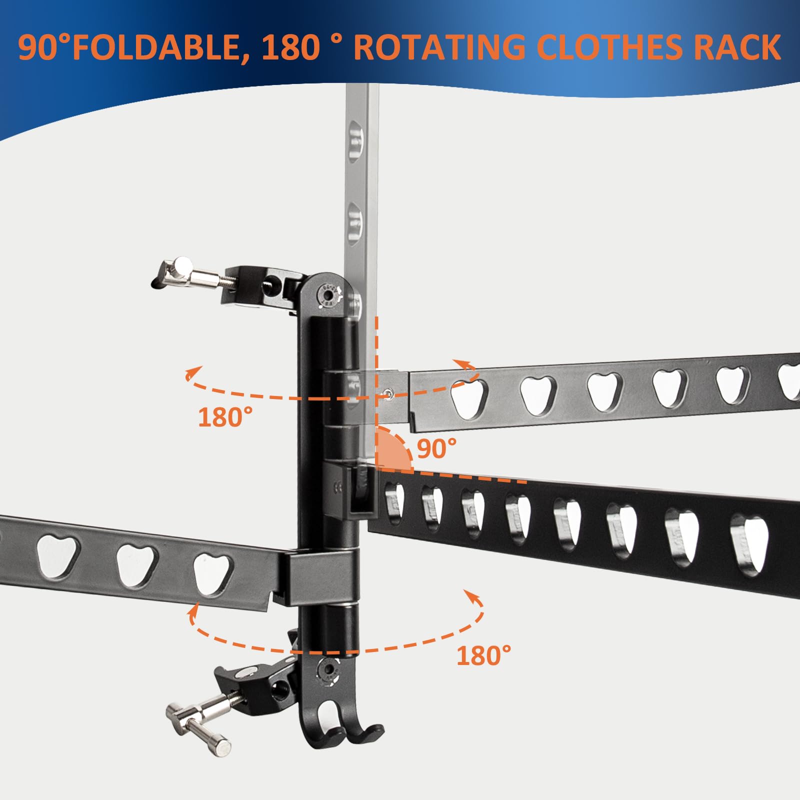 Jiaxitek RV Clothes Drying Rack,180° Swivel Arms All Metal Ladder Mounted Clothes Drying Rack,90°Foldable Design for MotorHomes,Boat,Trailers,Fifth Wheels,Campers,Travel,Home - Image 2