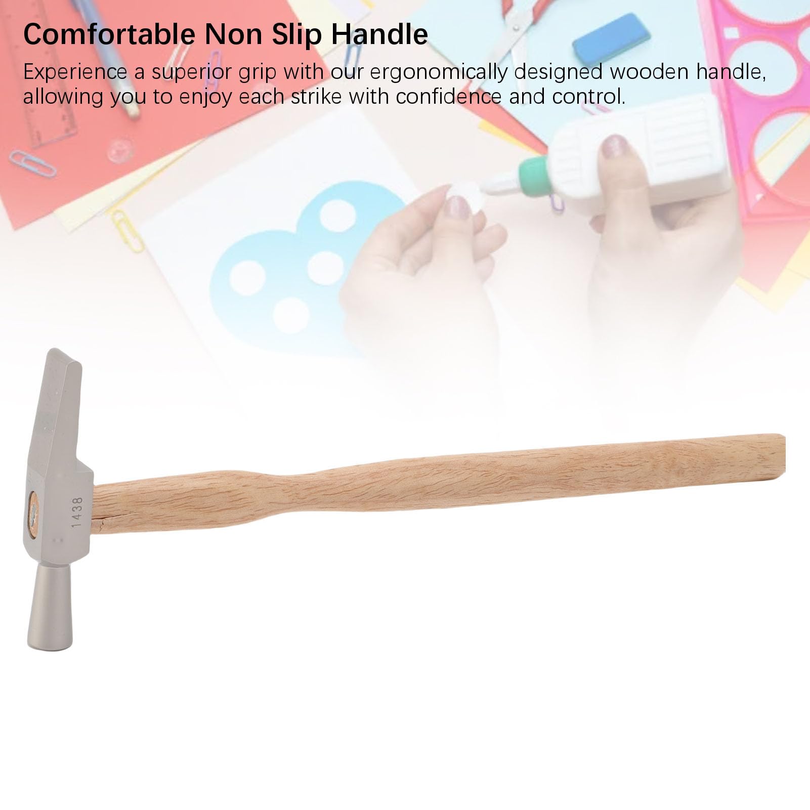 Martillo de Reparación de Relojes con de Madera, Martillo de Relojero Integrado con Remaches, Herramienta de Reparación Delicada para Manualidades, Teléfonos Móviles, Computadoras