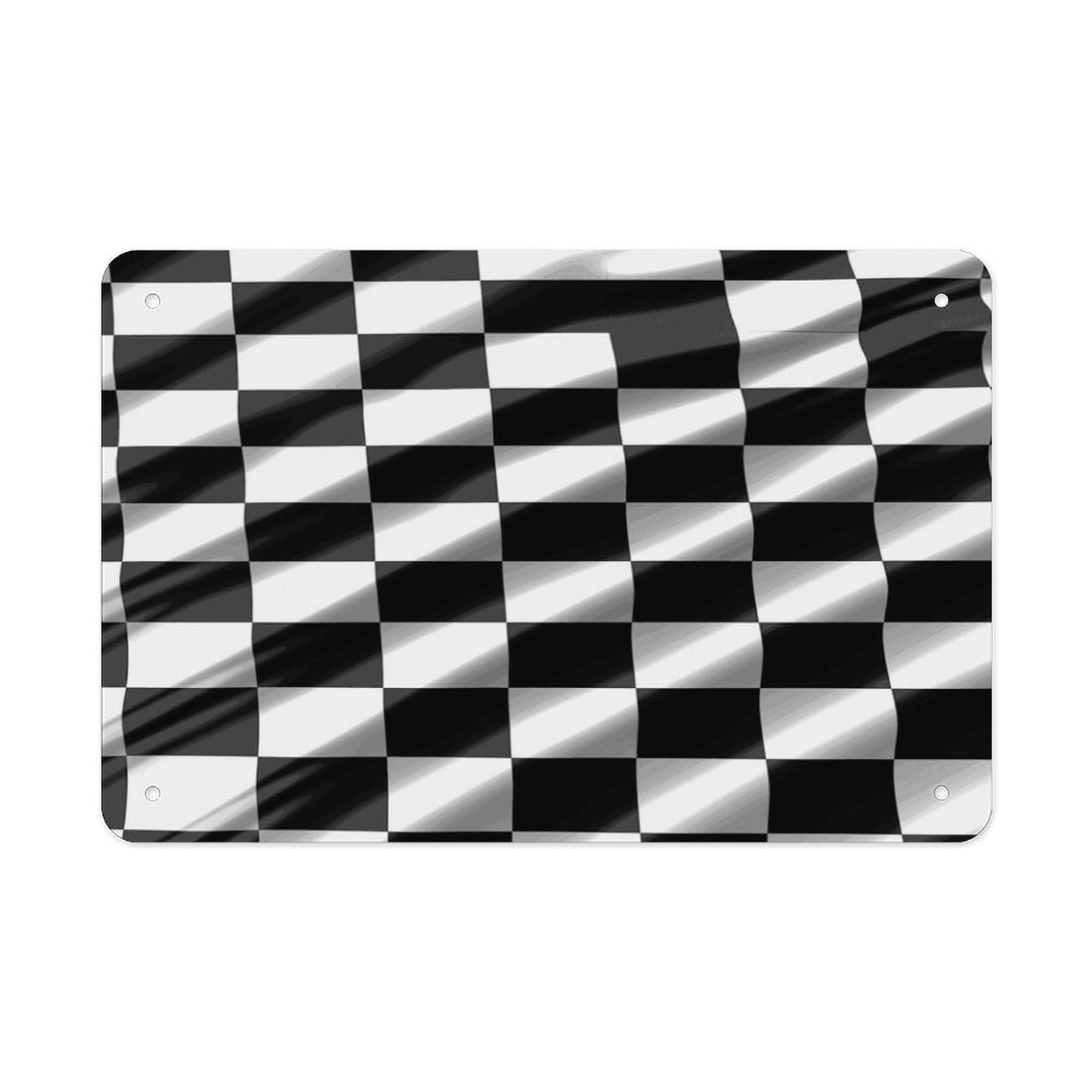 Fodpand Style Black White Race Checkered Flag Wall Art Metal Signs Tin Sign