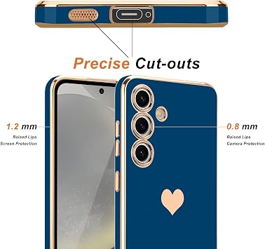 Teageo Lovely Case for Samsung Galaxy S25, Cute Heart Back, Royal blue