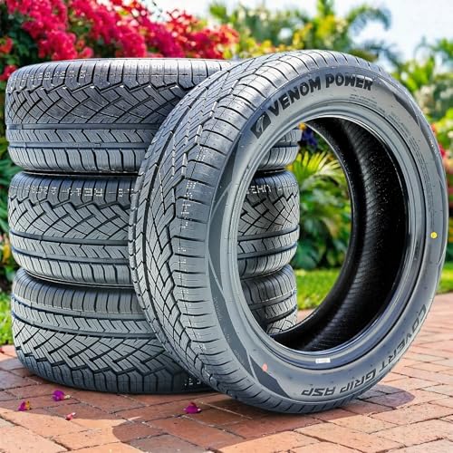 Set of 4 (FOUR) Venom Power Covert Grip ASP Passenger Car All-Season Performance Radial Tires-235/50R17 235/50/17 235/50-17 96V Load Range SL 4-Ply BSW Black Side Wall UTQG 520AAA