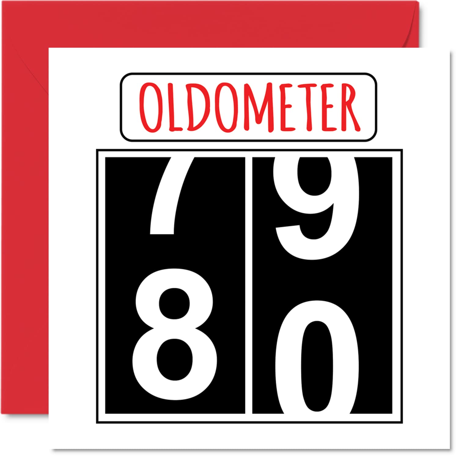 Fun 80th Birthday Cards for Men Woman - Oldometer - Happy Birthday Card for Dad Mum Great Grandad Grandpa Nanny Grandma Gran Uncle Auntie, 145mm Greeting Cards, 80th Card