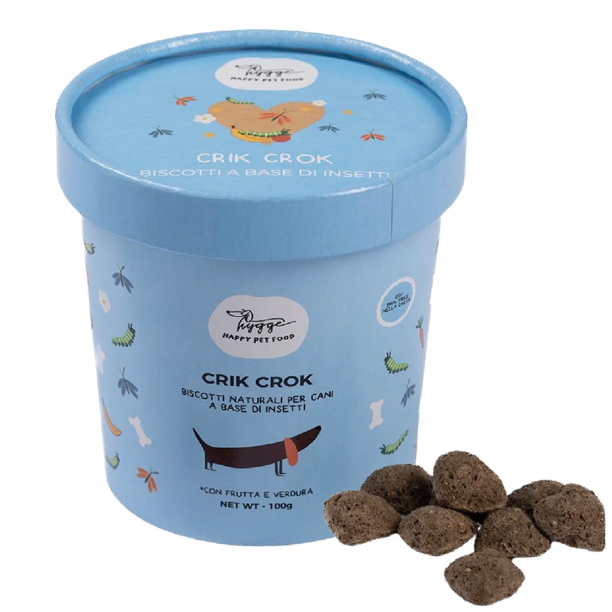 Galletas hipoalergénicas para Perros a Base de proteína de Insecto | Crick Crok sin Cereales sin Gluten | Snack para Perros sabrosos Apto para Perros sensibles | Suficiente Suministro para 1 Mes, 100
