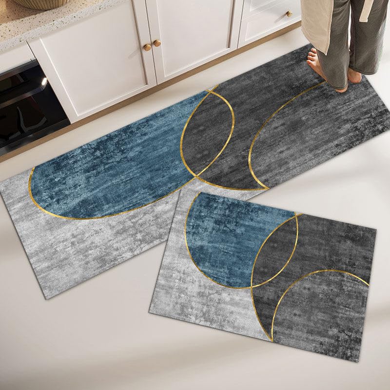 Alfombra de cocina antifatiga e impermeable que resiste las manchas de aceite, pack de 2