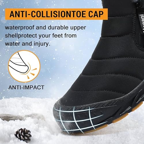 Hanani Mens Snow Boots Waterproof Winter Boots For Men Fur Lined Warm Ankle Boots Zipper Closure Slip On Outdoor Boot Comfortable Walking Shoes thumb #3