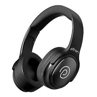 pTron Studio Pro w/ 65Hrs Playtime, Wireless Over Ear Headphones w/HD Mic & AI-ENC, Low-Latency Game & Music, 40mm Drivers, BT5.4, Dual Device Pairing, Voice Assist. & Type-C Fast Charging(Jet Black) - Amazon product rated Grade A