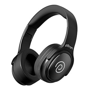 pTron Studio Pro w/ 65Hrs Playtime, Wireless Over Ear Headphones w/HD Mic & TruTalk AI-ENC Calls, Low-Latency Game & Music, 40mm Drivers, BT5.4, Dual Device Pairing & Type-C Fast Charging (Jet Black)