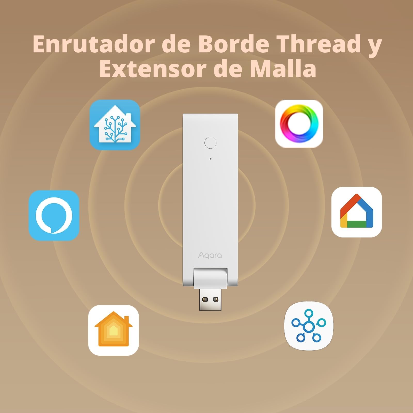 Aqara Hub Inteligente M100 para Domótica, Controlador Matter, Enrutador de Borde Thread, Características de Aqara Zigbee, Wi-Fi, Compatible con Amazon Alexa, Apple Home, Google Home, Home Assistant