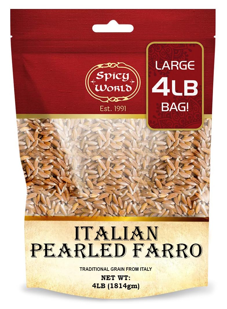 Spicy World Italian Pearled Farro 4 Pound Large Bag (64