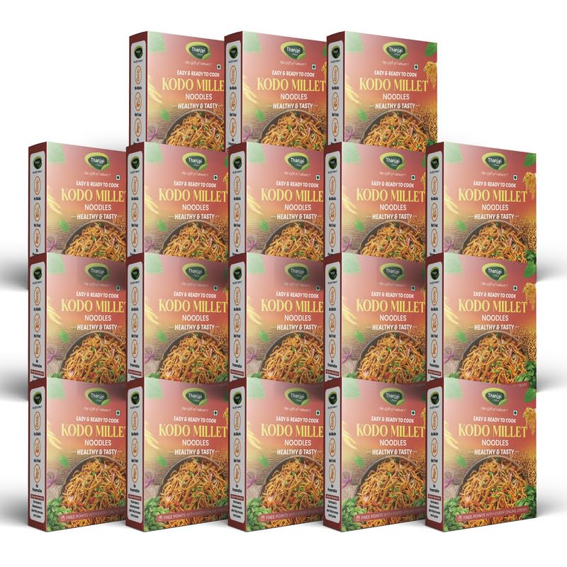 Image of Thanjai Natural Kodo Millet Noodles 180 Grams X 18 (3240 Grams) of Homemade Natural Noodles (No Preservatives, No Chemicals, No Artificial Extract)