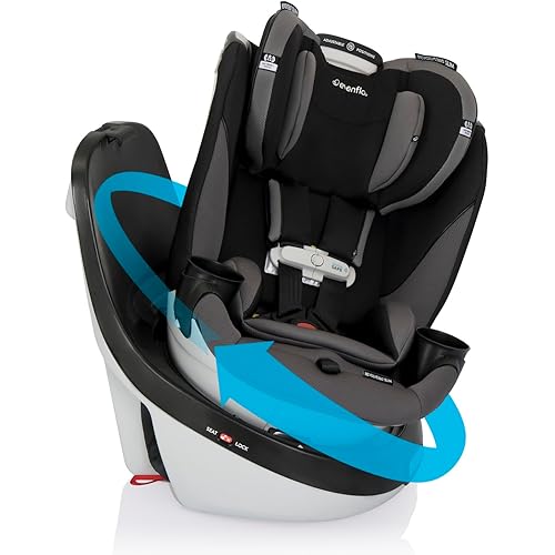 Evenflo Gold Revolve360 Slim 2-in-1 Rotational Car Seat with SensorSafe (Obsidian Black)
