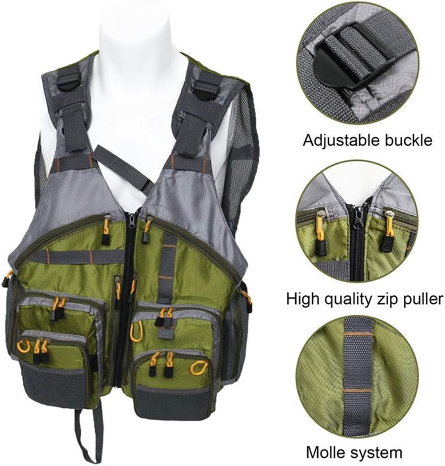 Amazon Co Jp ベスト夏の多機能ライフジャケットベスト屋外の釣りは バックパックマルチポケットベスト通気釣りメッシュ スポーツ アウトドア