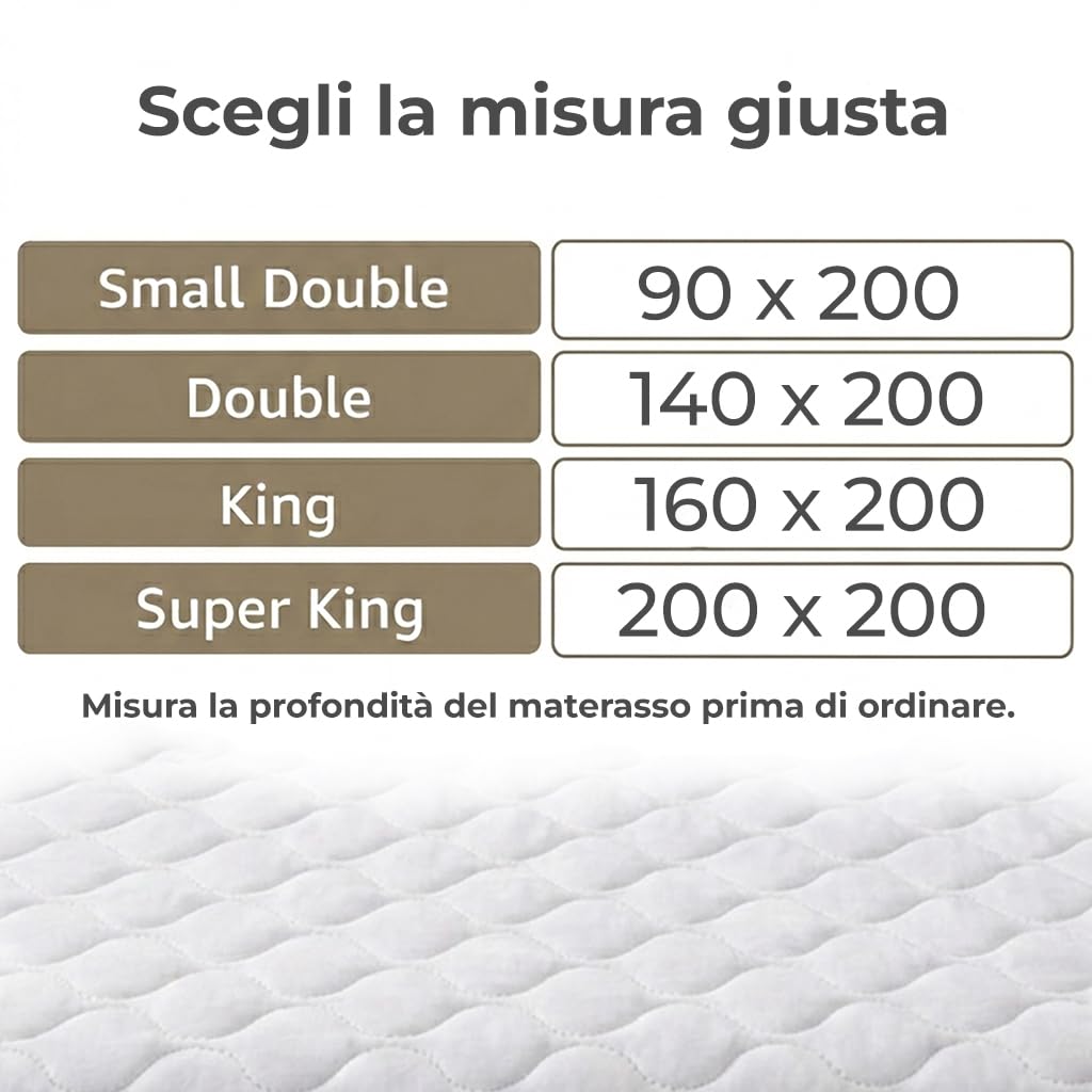 LivinEase Coprimaterasso Matrimoniale 200x200 Trapuntato - Altezza Fino a 30 cm con Elastico Tutto Intorno - Copri Materasso 200x200 - Oeko-Tex e Traspirante - Non Impermeabile