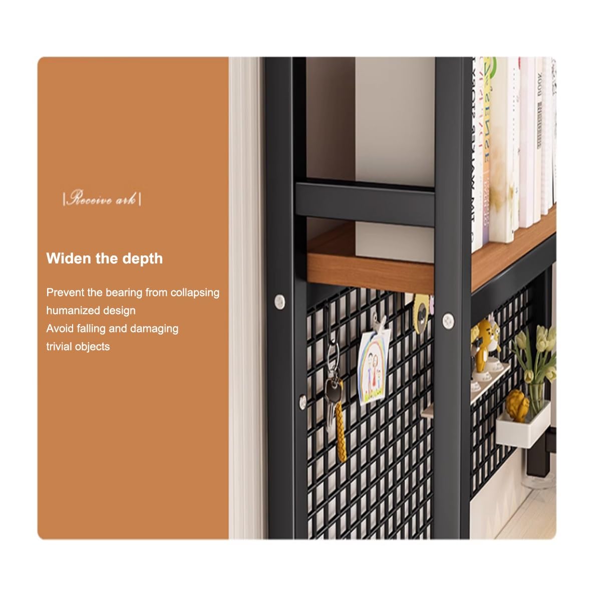 Libreria in metallo con ripiani a più livelli per dormitorio o ufficio per la casa o l'ufficio, autoportante, organizer da scrivania (nero, 2 ripiani, larghezza 54,9 cm)
