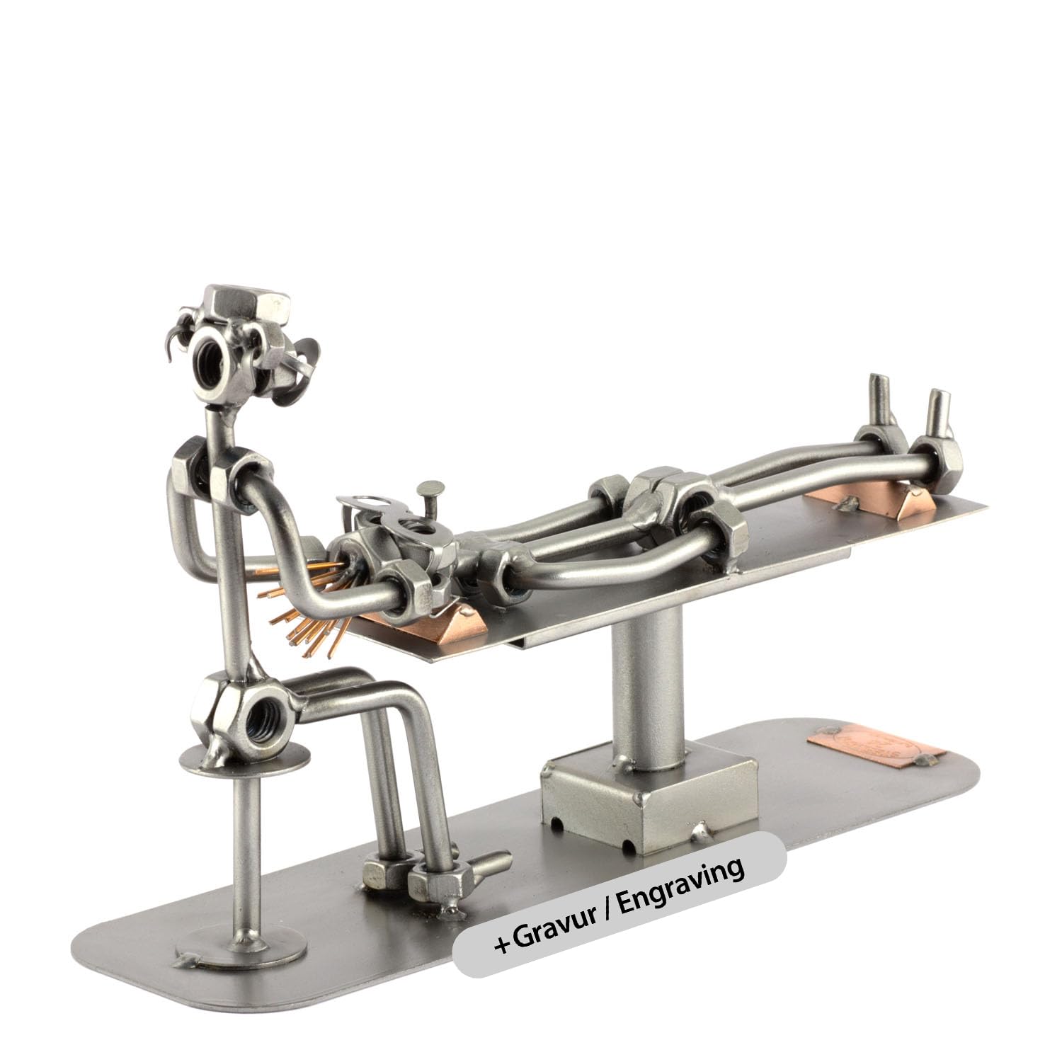 Idées cadeaux pour cabinet : figurine en métal ostéopathe Steelman24 personnalisable
