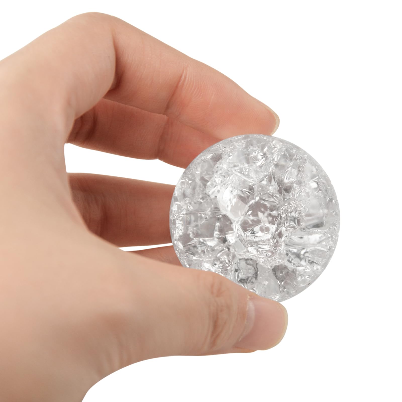 2 Pairs Crystal Ball with Stand, 40mm Clear Ice Crack Crystal Ball and Crystal Sphere Healing Crystal Ball, Sparkling Clear Crystal Ball for Magic/Photography/FengShui/Witchy Gifts/and Halloween Décor