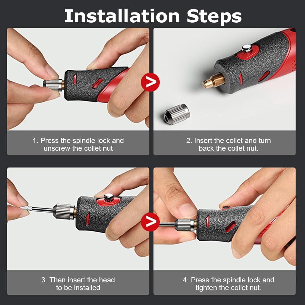 Mini Cordless Rotary Tool Kit, 5-speed Multi-purpose Engraving Tool, With LED