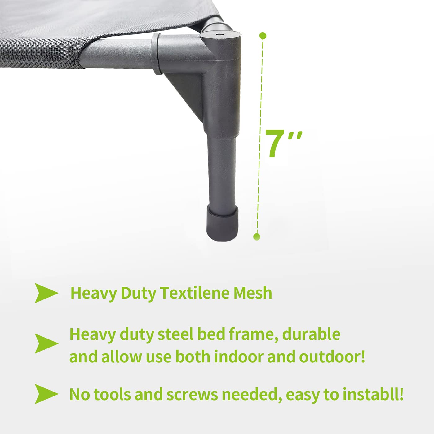 GOLOPET Elevated Dog Bed 32x25x8in Raised Dog Bed for Medium Dog, Portable Indoor & Outdoor Pet Hammock Bed with Non-Slip Feet, Frame with Breathable Mesh, Black