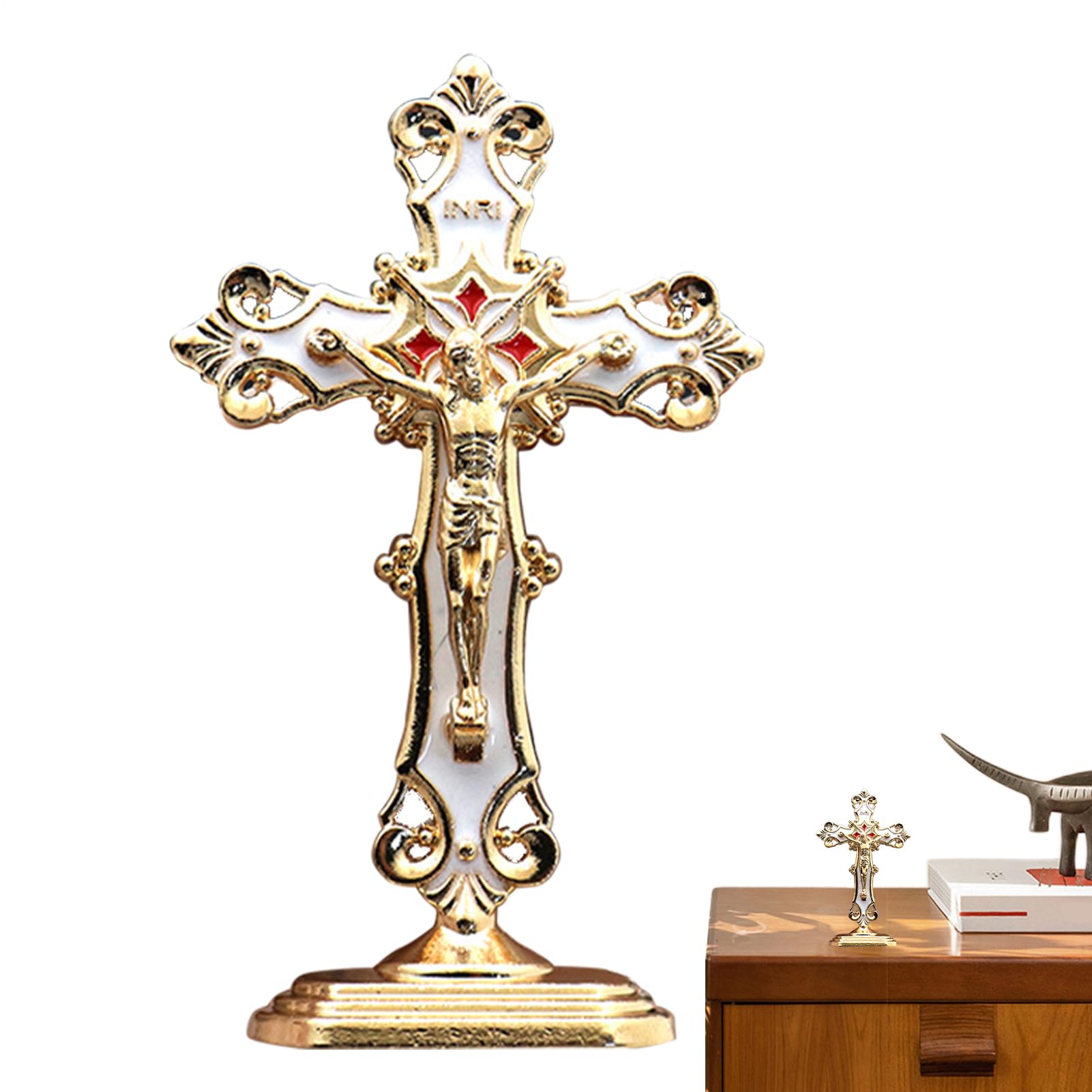 Buhygn Décoration De Jésus Christ Avec Base Pour Décoration De Maison Et De Voiture, Crucifix Pour Voiture, Figurine De Jésus Fabriquée à La Main
