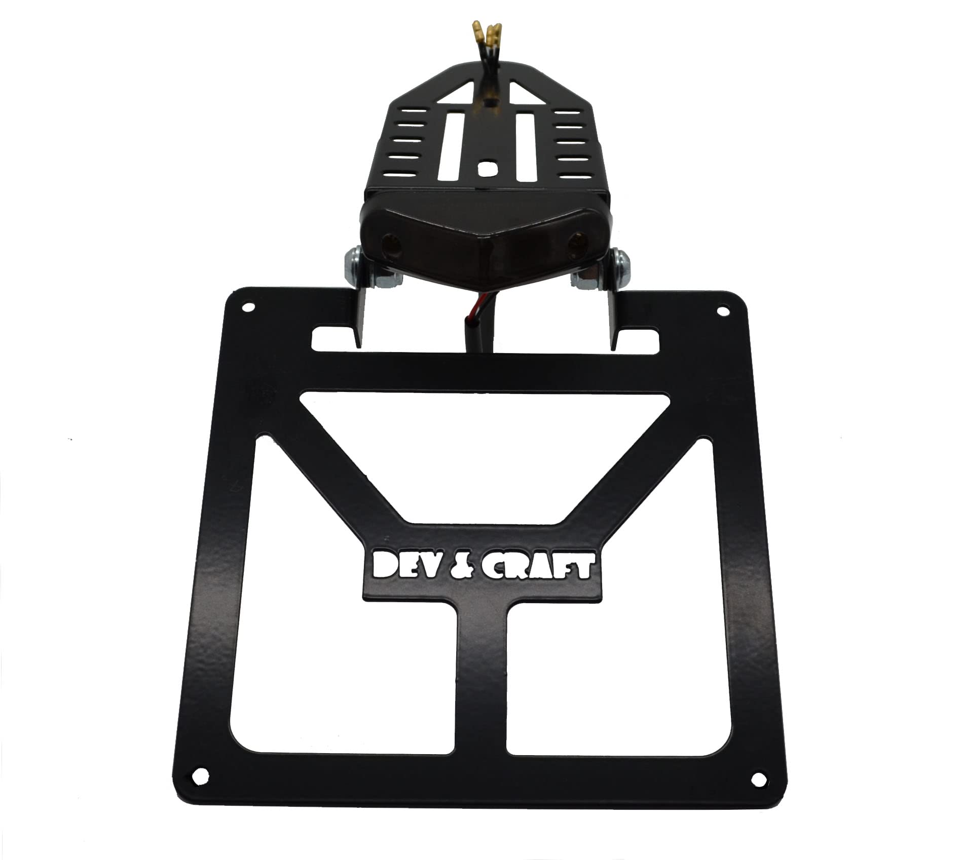 Portatarga Pieghevole Universale per Codino Stretto NERO CC 125 300 450 Motard Enduro Moto Con Faretto Nero