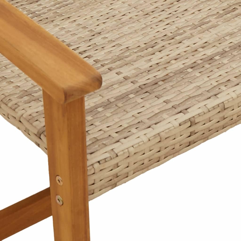 Set da bistrot per esterni in rattan con cuscini, set di mobili da giardino, tavolo e sedie da balcone per patio con tavolino da caffè, set da bistrot da 3 pezzi Polyrattan beige e legno di acacia