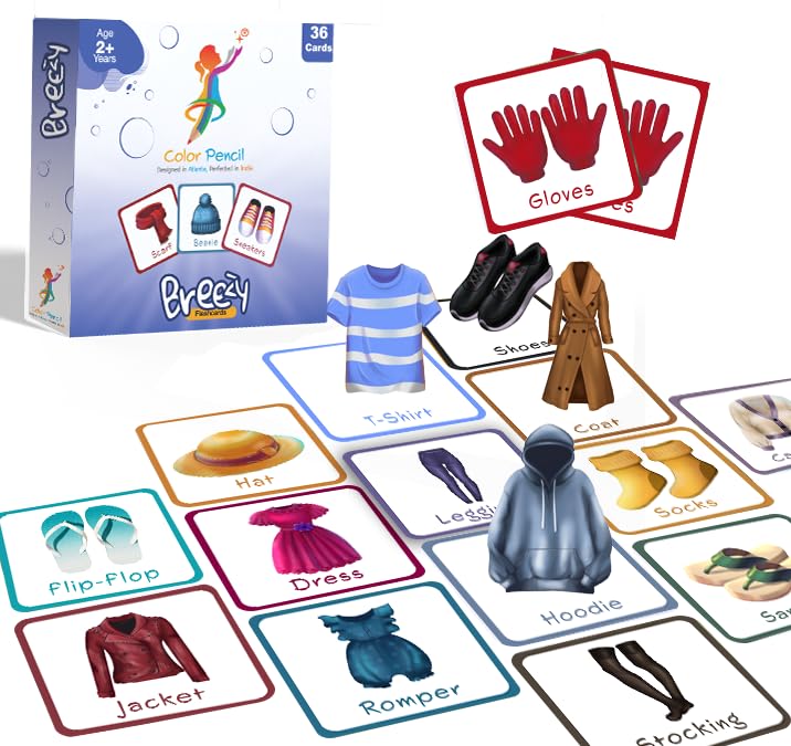 Breezy Clothing Flash Cards for Toddlers – Set of 36 Cards | Interactive Dress-Up & Learning Game | Educational Baby Learning Cards | Preschool Activities & Early Learning | Gift for Kids Ages 2-4
