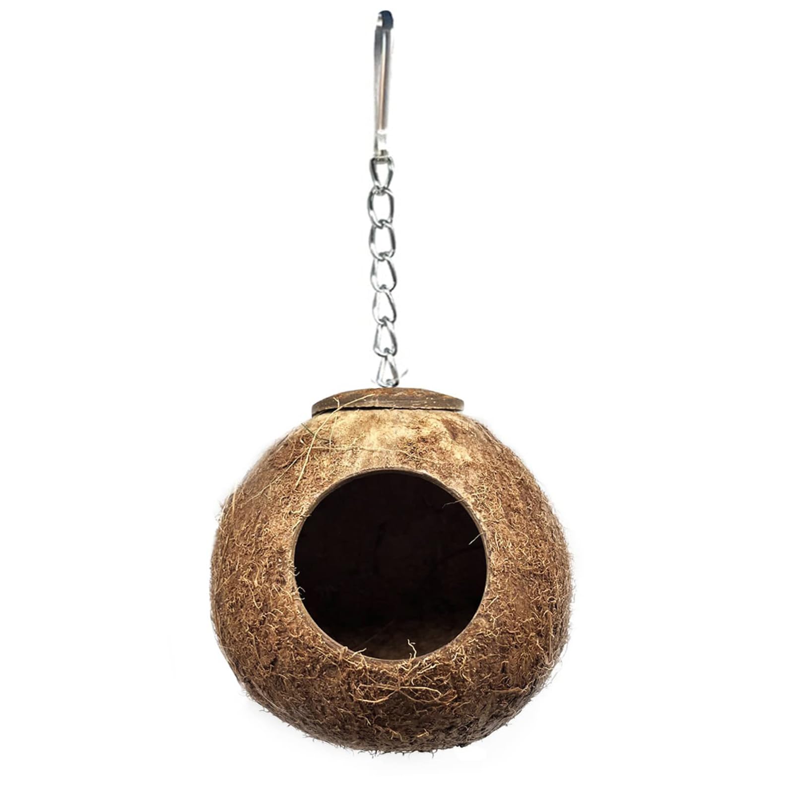 LWINGFLYER Natural Coconut Shell Bird Nest Coconut Bird Nest Hut for Parrots Parakeet Conures Cockatiel Small Animals House Pet Cage Habitats Decor (