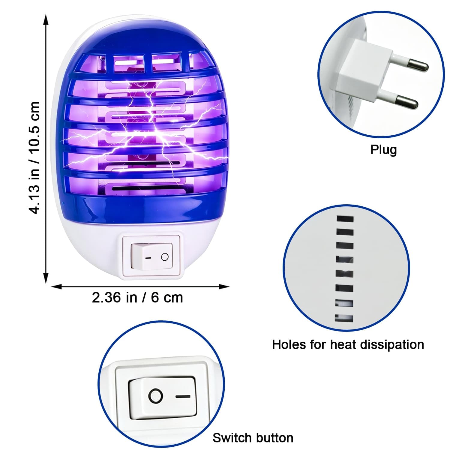 Trappola elettrica per zanzare, insetticida con luce UV | Lampada antizanzare per zanzare, mosche, tarme, antizanzare, per cucina, camera da letto, 4 pezzi