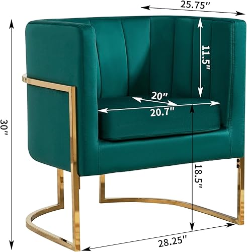 Miniatura 2 de Newnno Silla decorativa moderna de terciopelo, sillón tapizado de mediados de siglo con almohada para sala de estar, cómoda silla de tocador