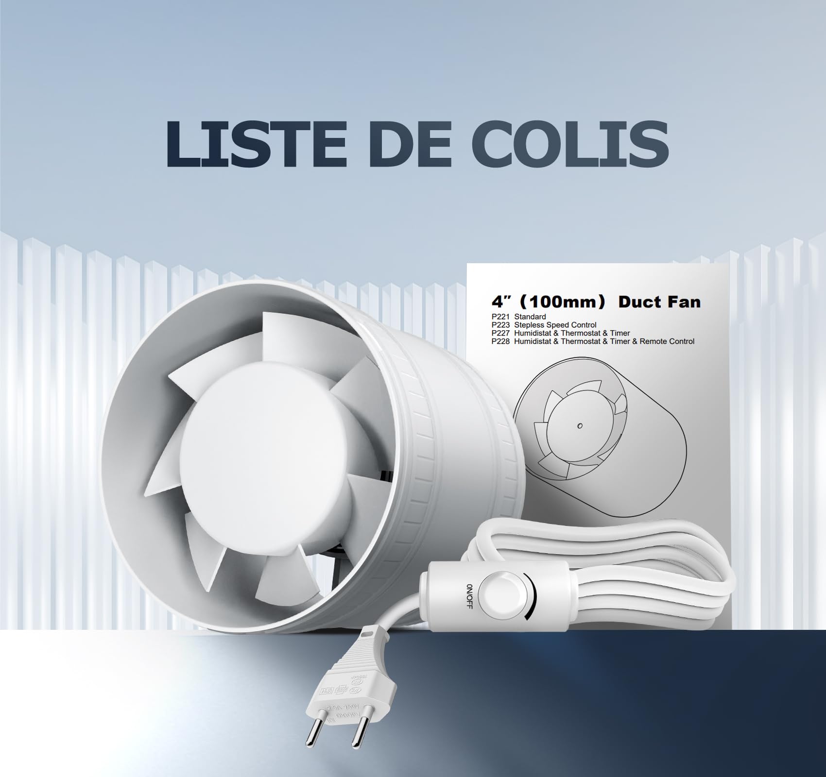 Extracteur d'Air 100 mm à Vitesse Réglable, Compact Ventilateur Silencieux et Puissant, Aérateur d Air avec Protection Contre la Surchauffe, VMC Salle de Bain Cave Garage Tente