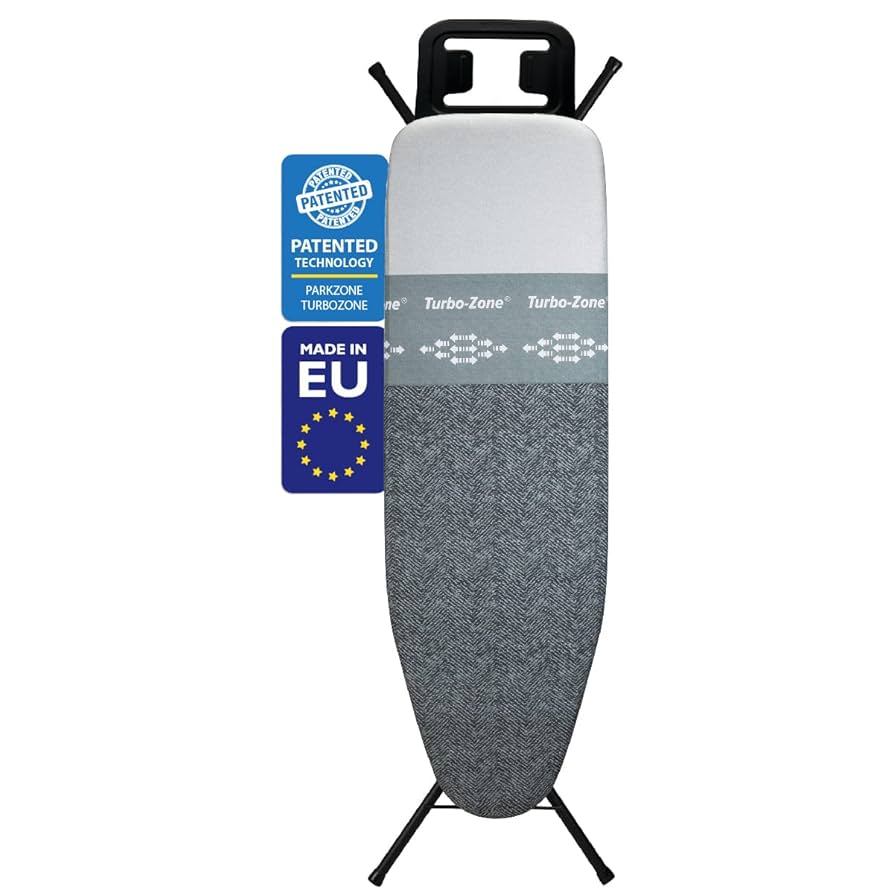 Bartnelli Classic Ironing Board with New Patent Technology | Made in Europe Iron Board with Patent Fast-Glide Zone, 4 Layer Cover & Pad, Height Adjustable, Safety Iron Rest, 4 Premium Steel Legs
