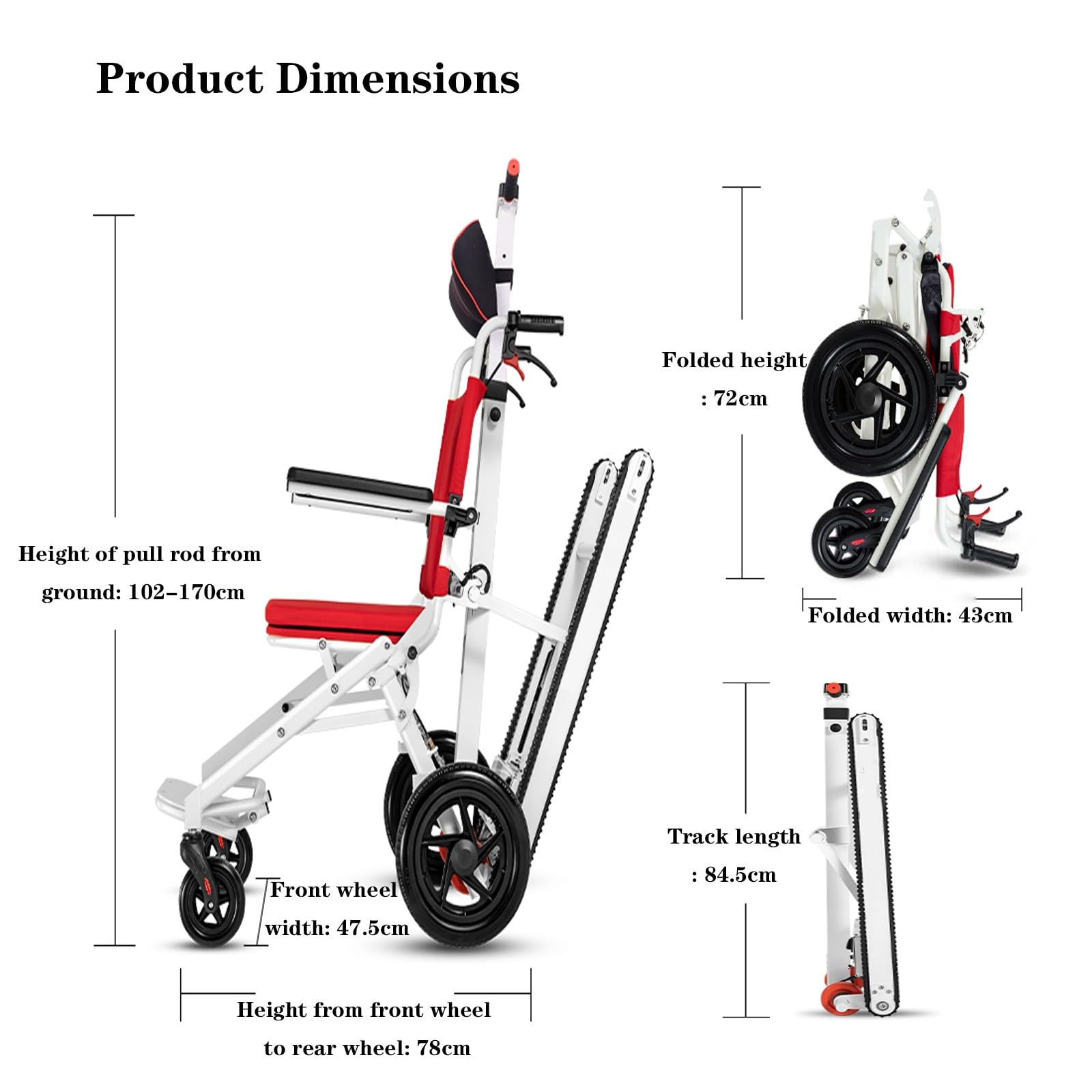 Elektrische Treppenlifte Für Rollstühle, Faltbarer, Leichter Treppenrollstuhl, Bis 150 Kg Mit Gummikette, Treppensteighilfe Für Senioren, Für Menschen Mit Behinderungen Und Ältere Menschen