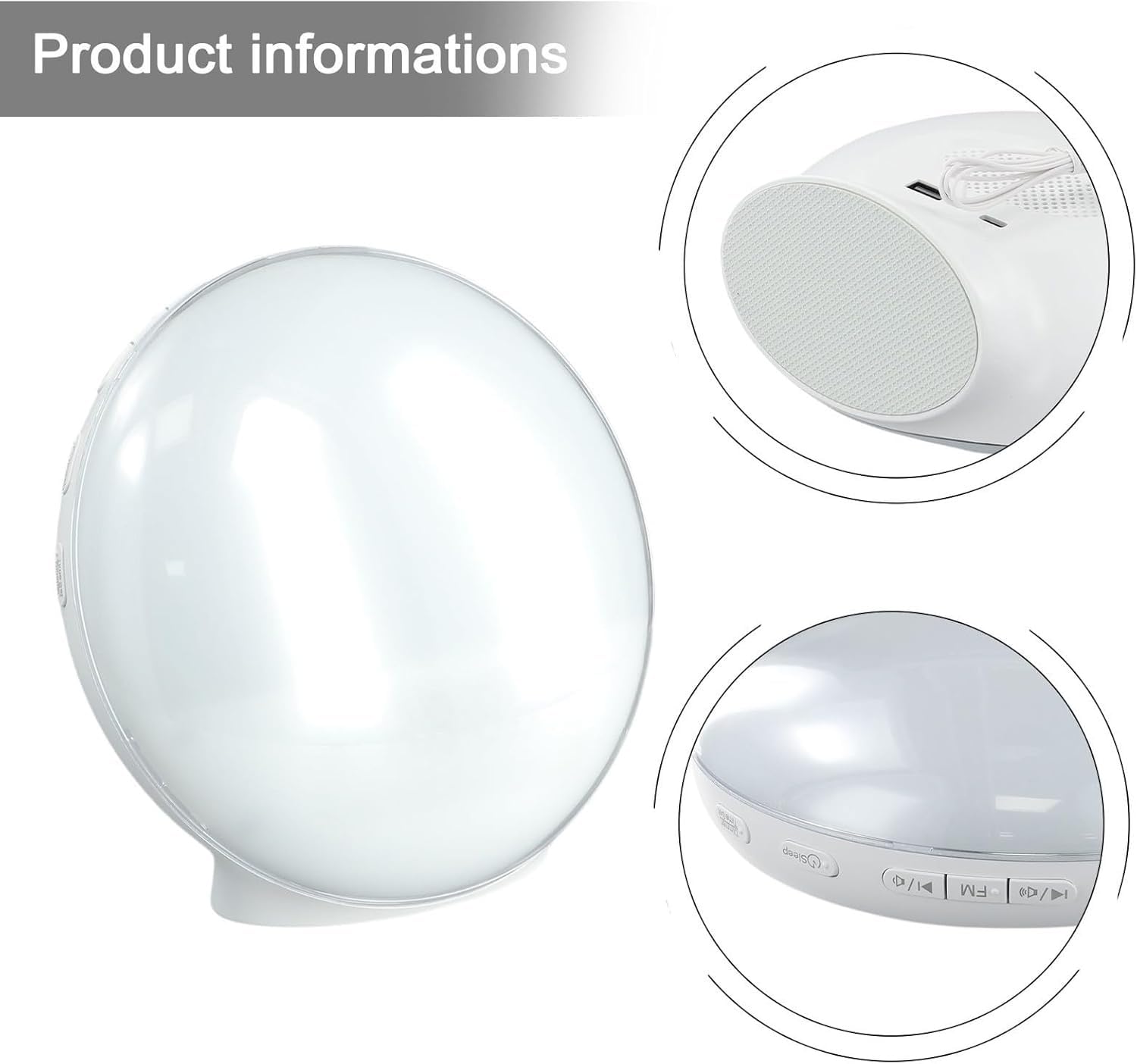 Genérico Reloj Despertador de simulación de Amanecer con Radio FM y luz Nocturna, Alarma de luz Natural para Dormitorio y hogar (2PCS)