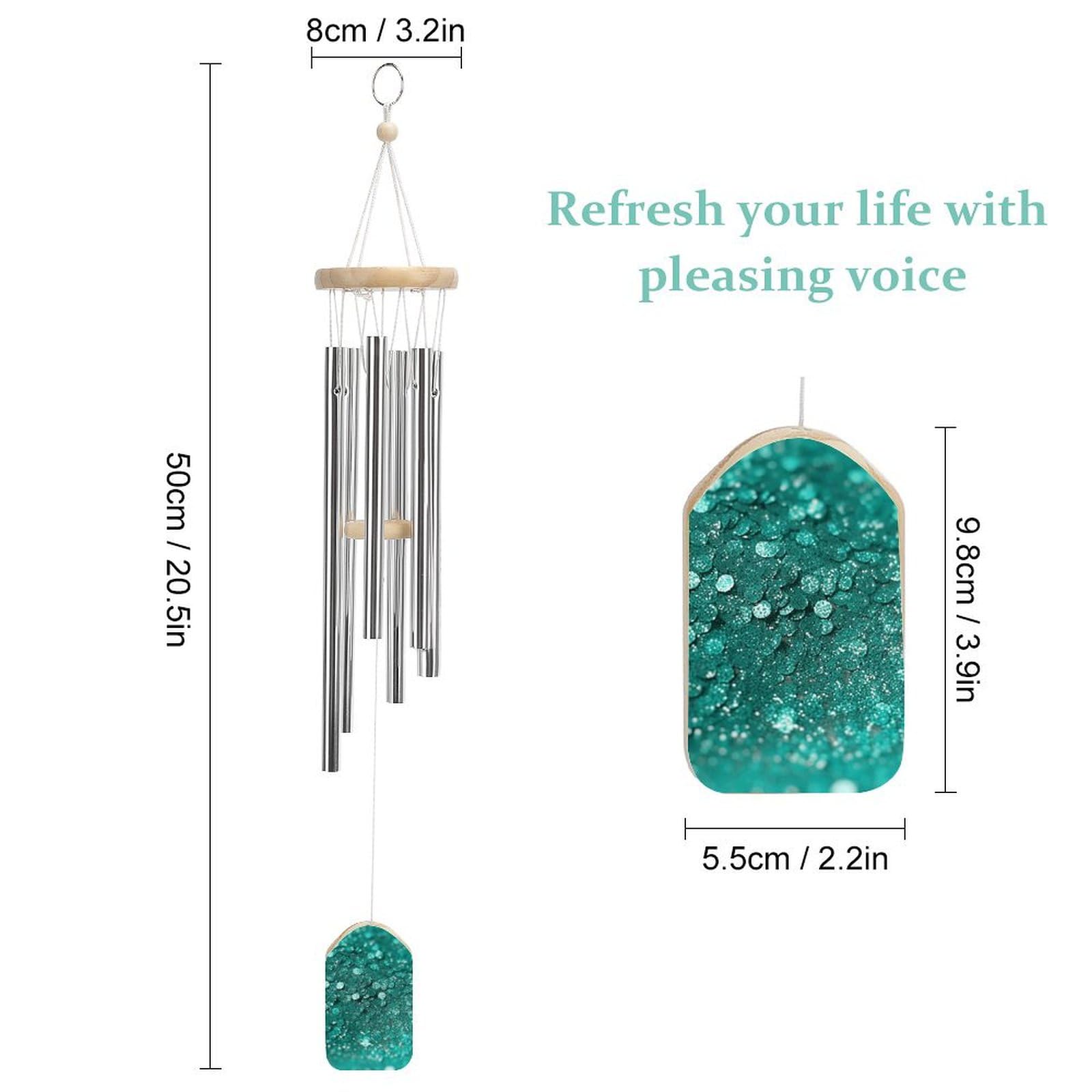 Outdoor Wind Chimes, Turquoise Printed Wind Chimes,Simple Wind Chimes,Curtain Wind Chimes for Home Decoration