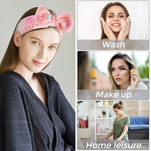 Miniatura 5 de 3 otters Banda para el pelo con lazo, 8 diademas de spa, diademas de maquillaje facial para mujer, para ducha, lavado de cara, envolturas suaves de