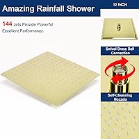 Vista 35 de Cabezal de ducha de lluvia con brazo de extensión ajustable de 11 pulgadas, cabezal de ducha cuadrado grande de acero inoxidable de alto flujo