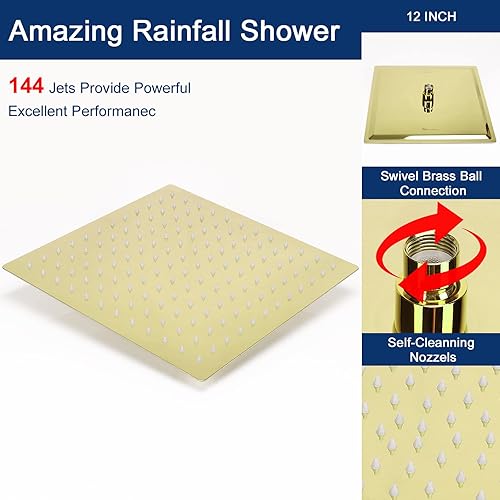 Miniatura 35 de Cabezal de ducha de lluvia con brazo de extensión ajustable de 11 pulgadas, cabezal de ducha cuadrado grande de acero inoxidable de alto flujo