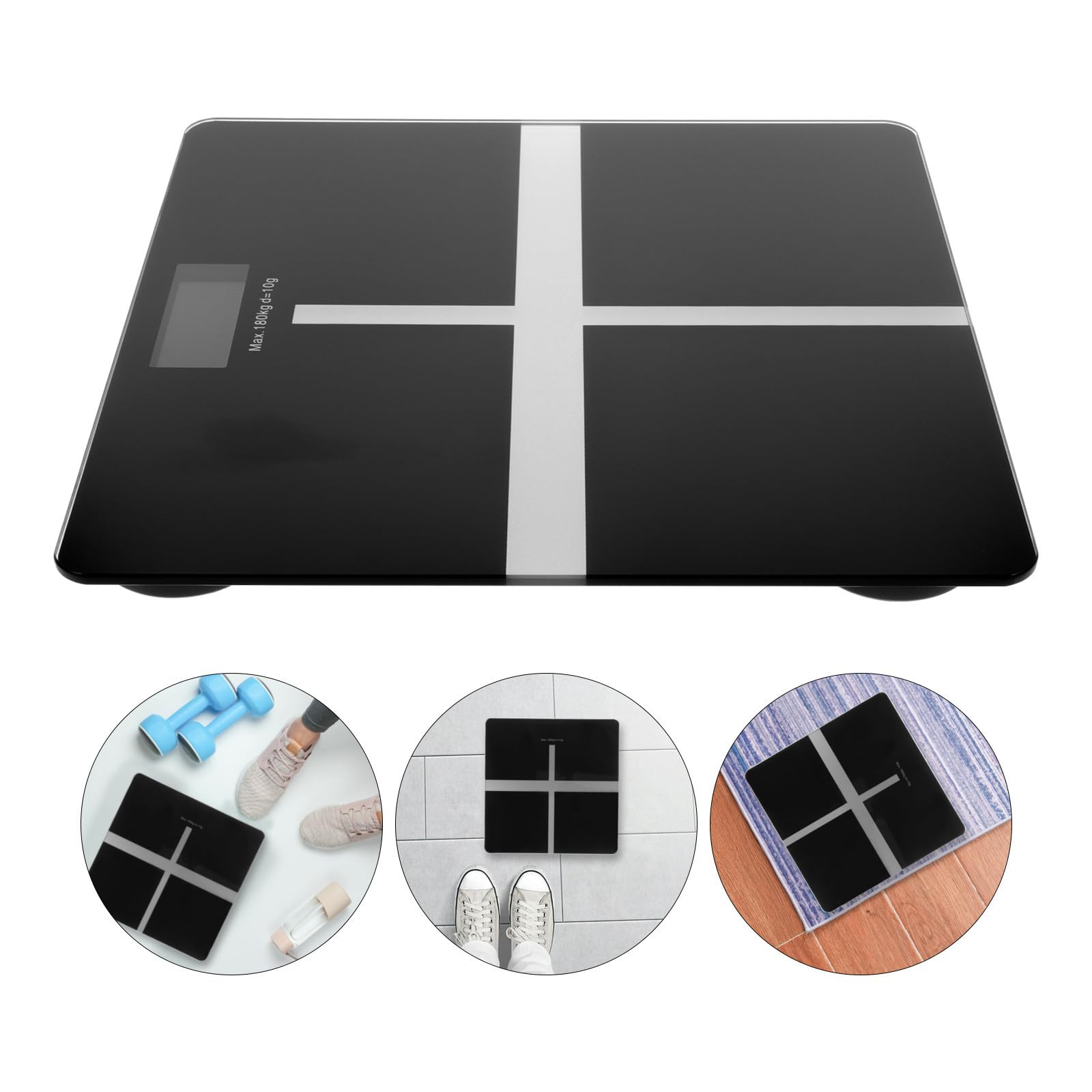 DECHOUS Báscula Digital de Peso Corporal Carga Usb, Superficie de Vidrio Negro, Capacidad de Carga Alta, Diseño Simple y Elegante para Uso Doméstico