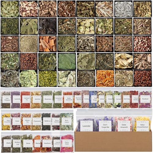 70pack-Witchcraft-Supplies-Herbs-Kit-Dried-Flowers-for-Witch-Beginner-Bulk-Herb-Gift-Set-for-Wicca-Pagan-Wiccan-Rituals-Magic-Spell-Altar-Supplies-Healing-Natural-Herbal-for-Candle-Soap-Making