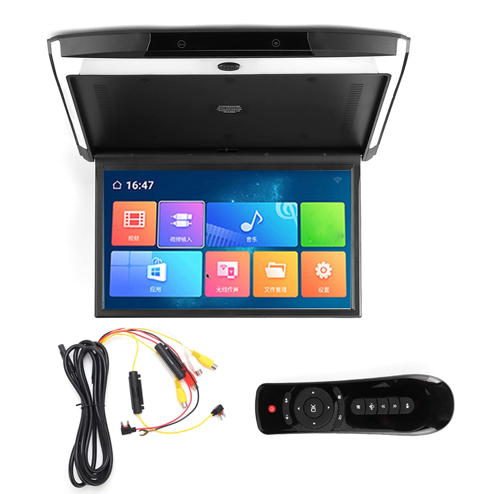 Monitor De Techo para Coche De 17,3 Pulgadas, Monitor Abatible IPS De 1080P, Montaje En Techo, Bluetooth, TV, WiFi, HDMI, USB, SD, FM, MP5, Altavoz, Reproductor para Android 8,1