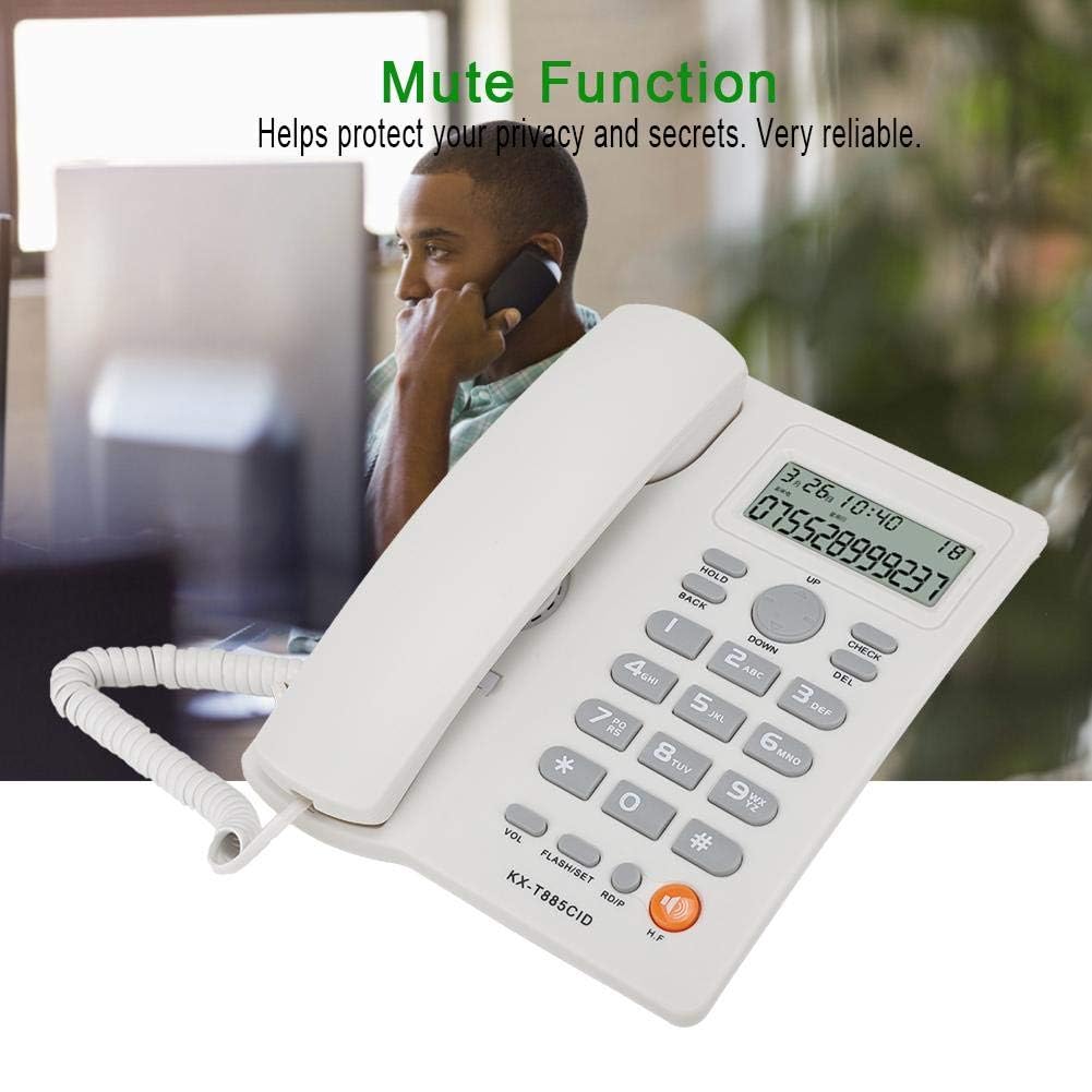 Universelles schnurgebundenes Festnetztelefon, Festnetz-Desktop-Festnetztelefon, Anrufer-ID-Anzeige, Rauschunterdrückung, Freisprechen, geeignet für Zuhause, Hotel und Büro(Weiß)