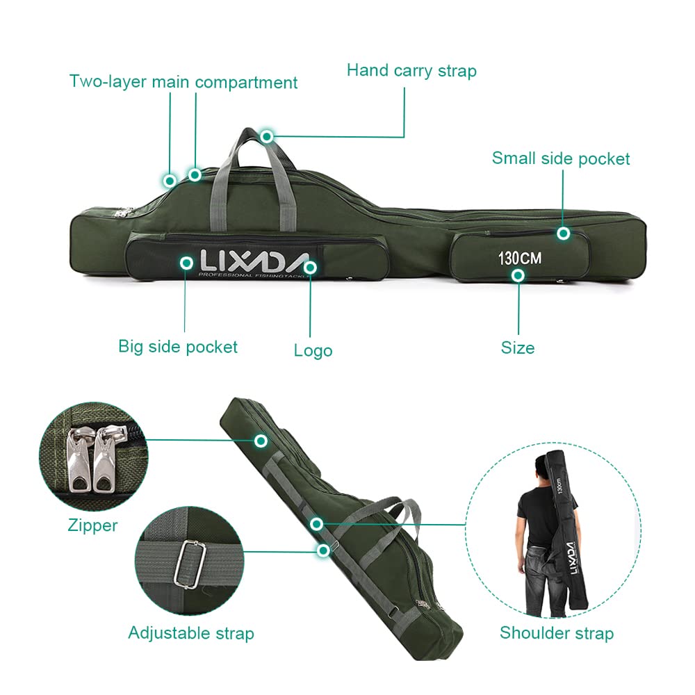 Lixada Borsa da Pesca Portatile Pieghevole per Canna, All'Aperto 100 cm/130 cm/150 cm