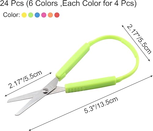 Miniatura 7 de Paquete de 12 tijeras de bucle de 5.5 pulgadas, tijeras de agarre para niños, asas de apertura autoadaptables, tijeras de agarre para niños