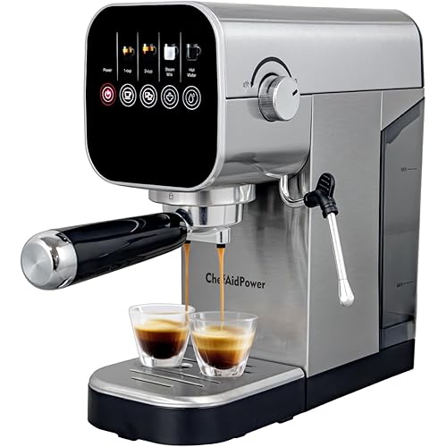 Espresso Machine, 20 Bar, Milk Frother, 30oz Water Tank, Touchscreen, Stainless Steel