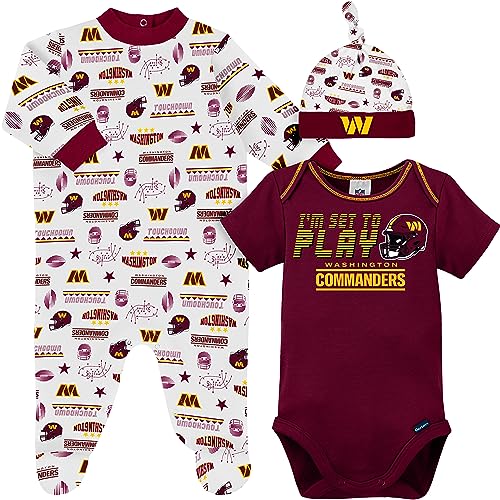 Image of Gerber NFL Baby Boys' 3-Piece Bodysuit, Sleep 'n Play, & Cap Set